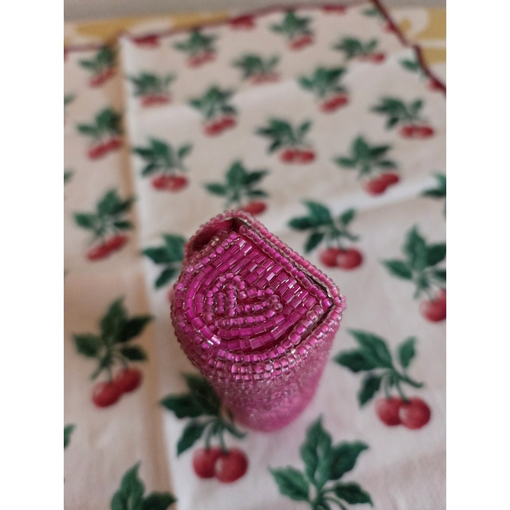 Mary Kay Signature Hot Pink Lipstick Beaded Case Holder Mirror Lip Gloss Glam - Picture 6 of 9